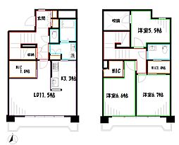 プライムアーバン武蔵野ヒルズA棟 5階3LDKの間取り