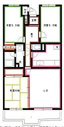 ドゥジェームニイヤ 3階3LDKの間取り