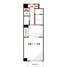 ビュークレスト小金井 6階ワンルームの間取り