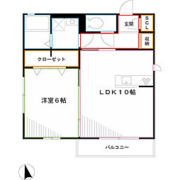 メゾンみつわ 2階1LDKの間取り