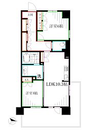 武蔵野市境2丁目マンション 2LDKの間取図画像