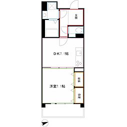 UR都市機構コーポレート武蔵境 1DKの間取図画像