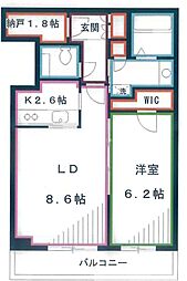 武蔵野タワーズスカイクロスタワー 1LDKの間取図画像