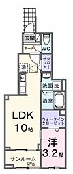 西東京市向台町5丁目アパート 1LDKの間取図画像