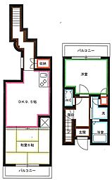 三鷹ハイデンス 2DKの間取図画像