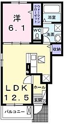 グランドソレイユII 1LDKの間取図画像