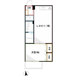 ヴィラデソール 1LDKの間取図画像