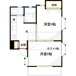 カーサOGI 2Kの間取図画像
