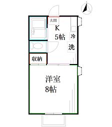 コーポビリジアンB 1Kの間取図画像
