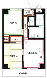 エクリーンミタカ 2DKの間取図画像
