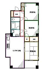 三鷹新川プラザA 3LDKの間取図画像