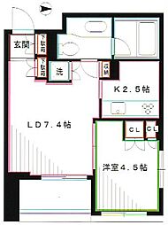 グローリオ三鷹 1LDKの間取図画像
