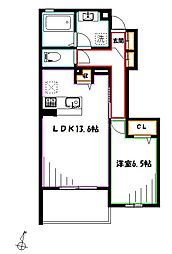 シルフィッドs 1LDKの間取図画像