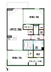 レーヴェ前原町 2LDKの間取図画像