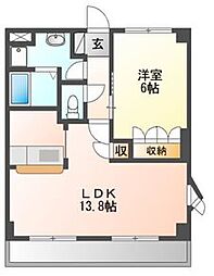 フォレストヴィラ2 1LDKの間取図画像