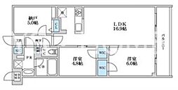 エスレジデンス富士見ヶ丘アフォード 2SLDKの間取図画像