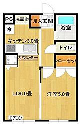 マック武蔵野コート 1LDKの間取図画像