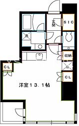 エルヴェ三鷹クレッセント三鷹ザ・タワー ワンルームの間取図画像