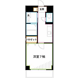 アウル三鷹 1Kの間取図画像