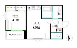 MELLAS武蔵境 1LDKの間取図画像