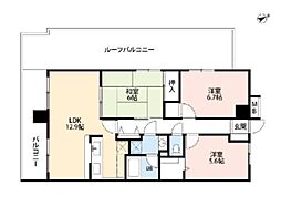 武蔵野グランフラッツ 3階3LDKの間取り