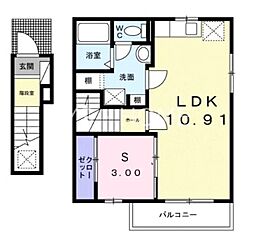 フェリシオフリーデ 2階1LDKの間取り