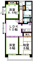 JR中央本線 吉祥寺駅 徒歩19分の賃貸マンション 3階3LDKの間取り