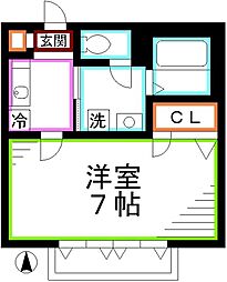 レジデンスシーアロマ 1階1Kの間取り