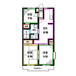 カーサ　エミネンス 3階3DKの間取り