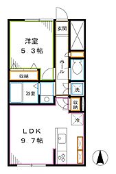 コンフォルト9 1階1LDKの間取り