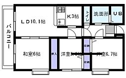 エクセレント竹下 1階3LDKの間取り