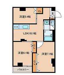 ラージ久我山A 2階3LDKの間取り