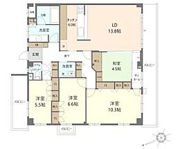 西武新宿線 鷺ノ宮駅 徒歩5分の賃貸マンション 2階4LDKの間取り