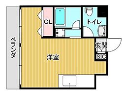 ヴィラけやき 2階1LDKの間取り