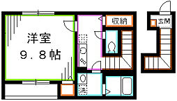 JR中央本線 吉祥寺駅 徒歩26分の賃貸アパート 2階1Kの間取り