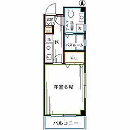 LiuB・L・D 1Kの間取図画像