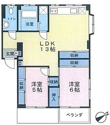 第2富士マンション 2LDKの間取図画像