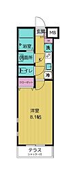 リンクフィールド井の頭 1Kの間取図画像