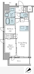 クレストコート東中野 2LDKの間取図画像