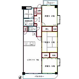 オークヒルズ 3LDKの間取図画像
