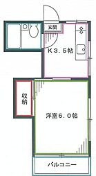 グリーンハイム 1Kの間取図画像