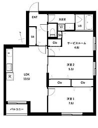 杉並区桃井4丁目マンション 2SLDKの間取図画像