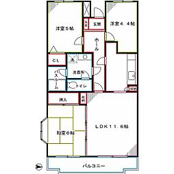 下井草ベルガーデン 3LDKの間取図画像