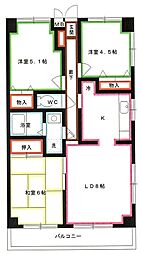 モーリエ武蔵野 3LDKの間取図画像