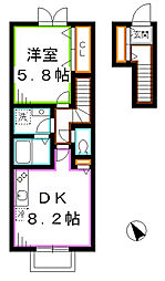 サンタクルーズヴィラ久我山 1DKの間取図画像