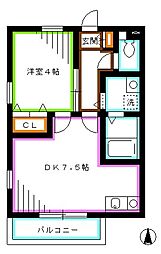 VILLAアイエム 1DKの間取図画像