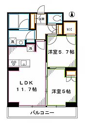 フレンシア高円寺 3階2LDKの間取り