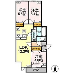 セレスティア中野 1階3LDKの間取り
