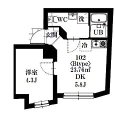 JR総武線 高円寺駅 徒歩4分の賃貸マンション 1階1DKの間取り