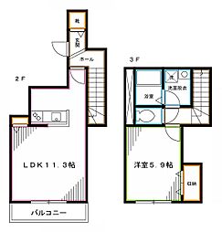 マ・メールNatsu 3階1LDKの間取り